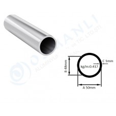 Alüminyum Boru Dış Çap 50mm  Et Kalınlık 1mm